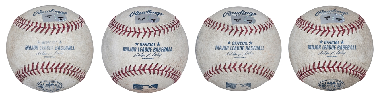 Lot of (4) New York Mets Game Used OML Selig Baseballs (MLB Authenticated)  